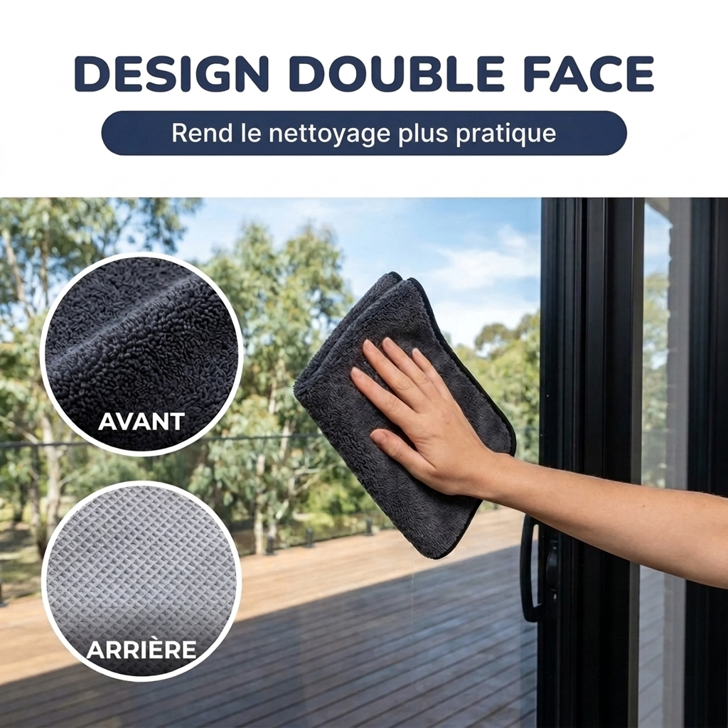 Lumpinioo - Chiffon de nettoyage pour fenêtres et portes vitrées (60 × 40 cm)